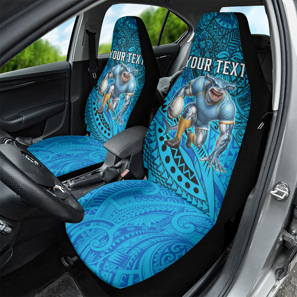 Personalised Cronulla-Sutherland Sharks Car Seat Cover Polynesian Tribal Art Style With Hammerhead Mascot