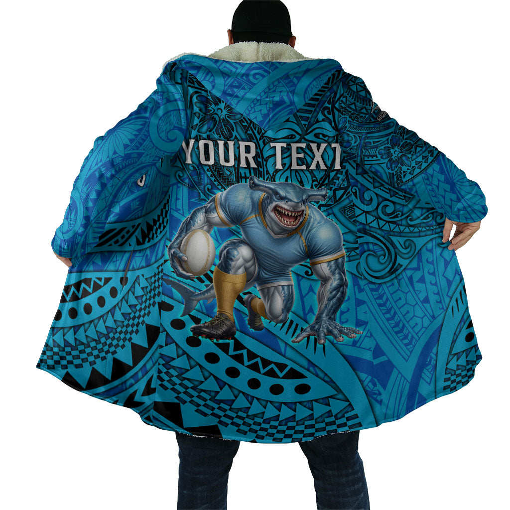 Personalised Cronulla-Sutherland Sharks Cloak Polynesian Tribal Art Style With Hammerhead Mascot