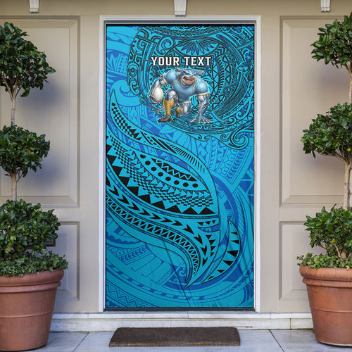 Personalised Cronulla-Sutherland Sharks Door Cover Polynesian Tribal Art Style With Hammerhead Mascot