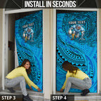 Personalised Cronulla-Sutherland Sharks Door Cover Polynesian Tribal Art Style With Hammerhead Mascot