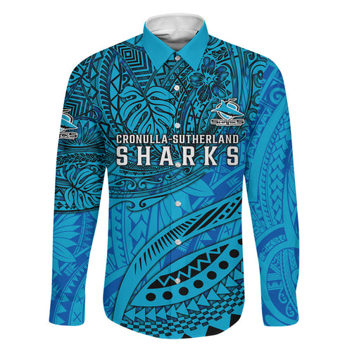 Personalised Cronulla-Sutherland Sharks Family Matching Mermaid Dress and Hawaiian Shirt Polynesian Tribal Art Style With Hammerhead Mascot
