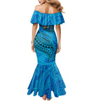 Personalised Cronulla-Sutherland Sharks Family Matching Mermaid Dress and Hawaiian Shirt Polynesian Tribal Art Style With Hammerhead Mascot