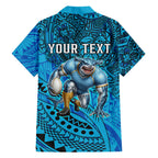 Personalised Cronulla-Sutherland Sharks Family Matching Summer Maxi Dress and Hawaiian Shirt Polynesian Tribal Art Style With Hammerhead Mascot