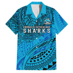 Personalised Cronulla-Sutherland Sharks Family Matching Tank Maxi Dress and Hawaiian Shirt Polynesian Tribal Art Style With Hammerhead Mascot
