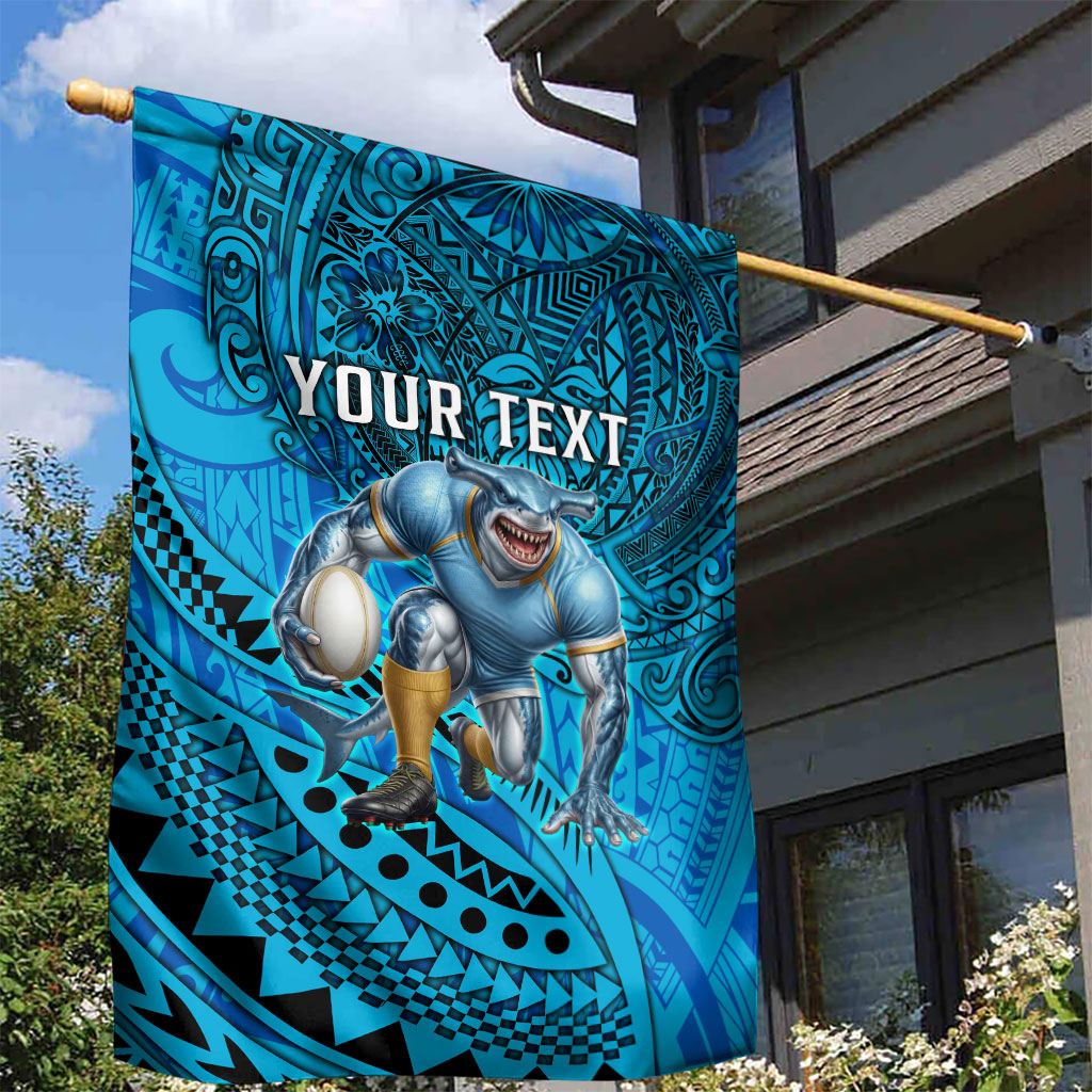 Personalised Cronulla-Sutherland Sharks Garden Flag Polynesian Tribal Art Style With Hammerhead Mascot