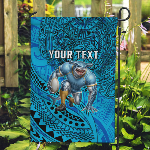 Personalised Cronulla-Sutherland Sharks Garden Flag Polynesian Tribal Art Style With Hammerhead Mascot