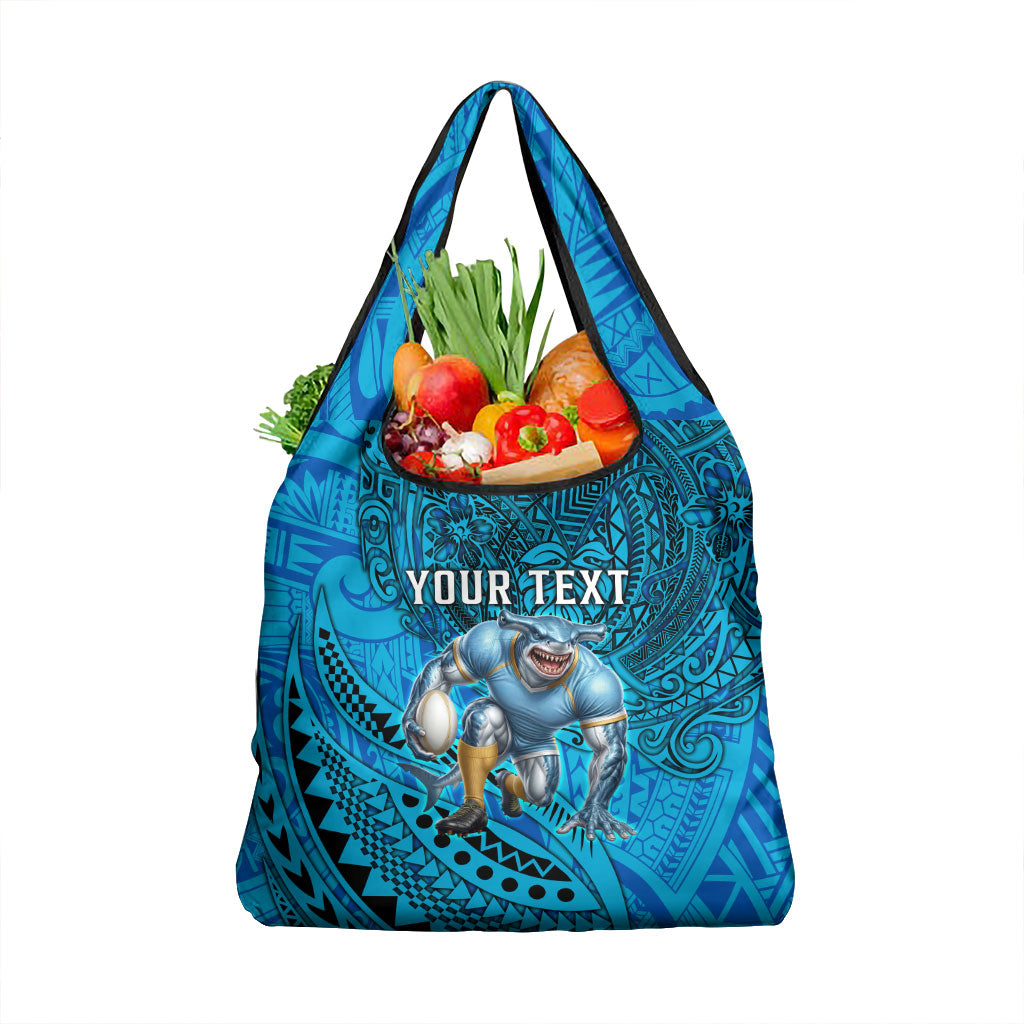 Personalised Cronulla-Sutherland Sharks Grocery Bag Polynesian Tribal Art Style With Hammerhead Mascot