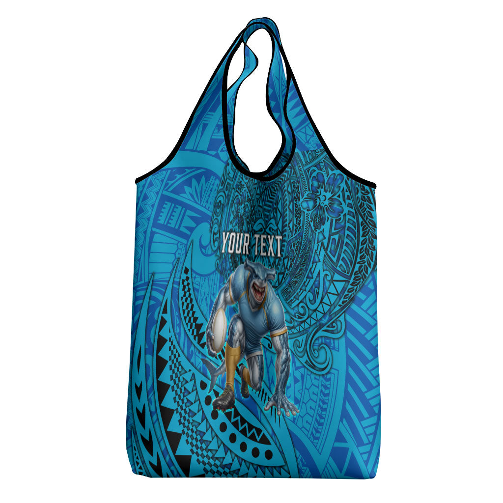 Personalised Cronulla-Sutherland Sharks Grocery Bag Polynesian Tribal Art Style With Hammerhead Mascot