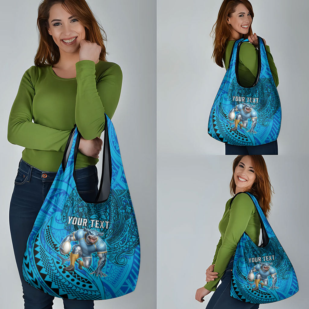 Personalised Cronulla-Sutherland Sharks Grocery Bag Polynesian Tribal Art Style With Hammerhead Mascot
