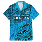Personalised Cronulla-Sutherland Sharks Hawaiian Shirt Polynesian Tribal Art Style With Hammerhead Mascot