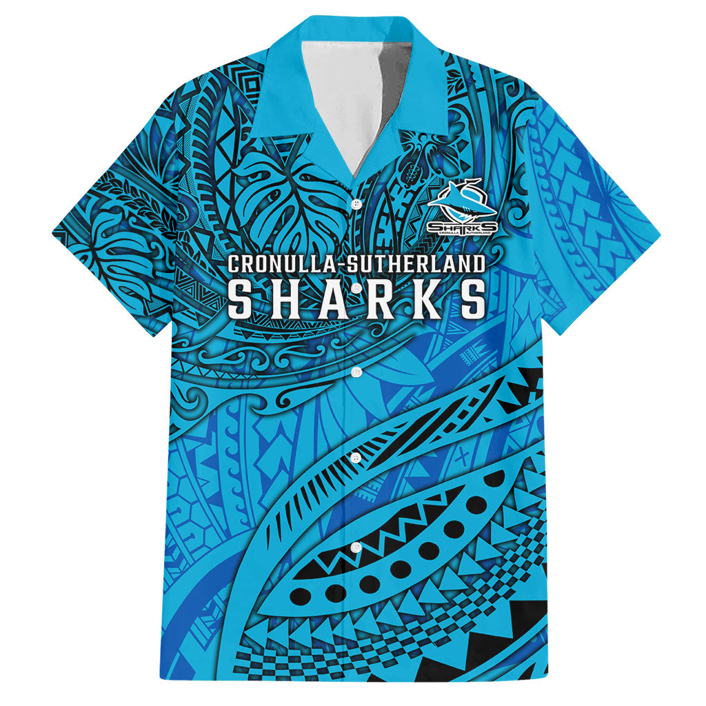 Personalised Cronulla-Sutherland Sharks Hawaiian Shirt Polynesian Tribal Art Style With Hammerhead Mascot