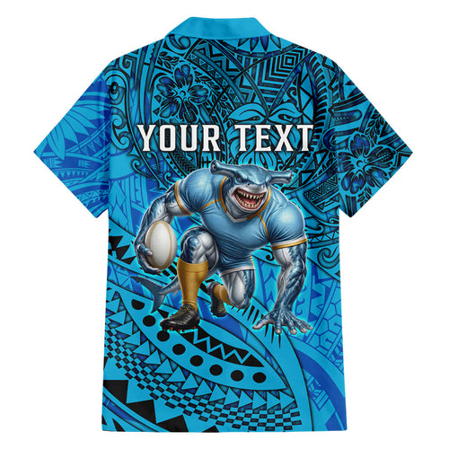 Personalised Cronulla-Sutherland Sharks Hawaiian Shirt Polynesian Tribal Art Style With Hammerhead Mascot