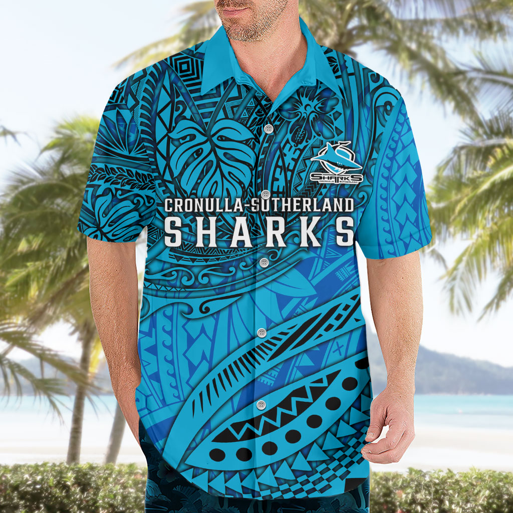 Personalised Cronulla-Sutherland Sharks Hawaiian Shirt Polynesian Tribal Art Style With Hammerhead Mascot