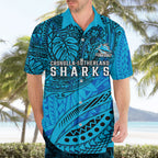 Personalised Cronulla-Sutherland Sharks Hawaiian Shirt Polynesian Tribal Art Style With Hammerhead Mascot