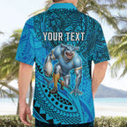 Personalised Cronulla-Sutherland Sharks Hawaiian Shirt Polynesian Tribal Art Style With Hammerhead Mascot