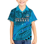 Personalised Cronulla-Sutherland Sharks Hawaiian Shirt Polynesian Tribal Art Style With Hammerhead Mascot