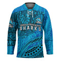 Personalised Cronulla-Sutherland Sharks Hockey Jersey Polynesian Tribal Art Style With Hammerhead Mascot