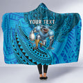 Personalised Cronulla-Sutherland Sharks Hooded Blanket Polynesian Tribal Art Style With Hammerhead Mascot
