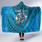 Personalised Cronulla-Sutherland Sharks Hooded Blanket Polynesian Tribal Art Style With Hammerhead Mascot