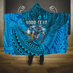 Personalised Cronulla-Sutherland Sharks Hooded Blanket Polynesian Tribal Art Style With Hammerhead Mascot