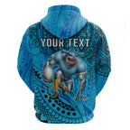 Personalised Cronulla-Sutherland Sharks Hoodie Polynesian Tribal Art Style With Hammerhead Mascot