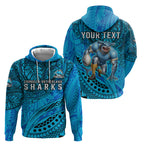 Personalised Cronulla-Sutherland Sharks Hoodie Polynesian Tribal Art Style With Hammerhead Mascot