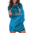 Personalised Cronulla-Sutherland Sharks Hoodie Dress Polynesian Tribal Art Style With Hammerhead Mascot