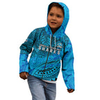 Personalised Cronulla-Sutherland Sharks Kid Hoodie Polynesian Tribal Art Style With Hammerhead Mascot