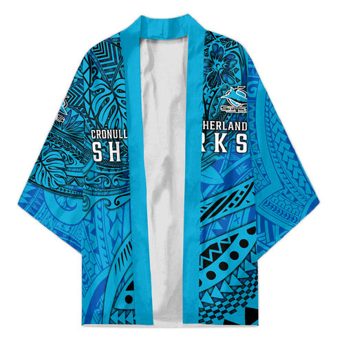 Personalised Cronulla-Sutherland Sharks Kimono Polynesian Tribal Art Style With Hammerhead Mascot