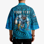 Personalised Cronulla-Sutherland Sharks Kimono Polynesian Tribal Art Style With Hammerhead Mascot