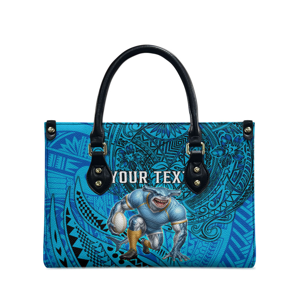 Personalised Cronulla-Sutherland Sharks Leather Bag Polynesian Tribal Art Style With Hammerhead Mascot
