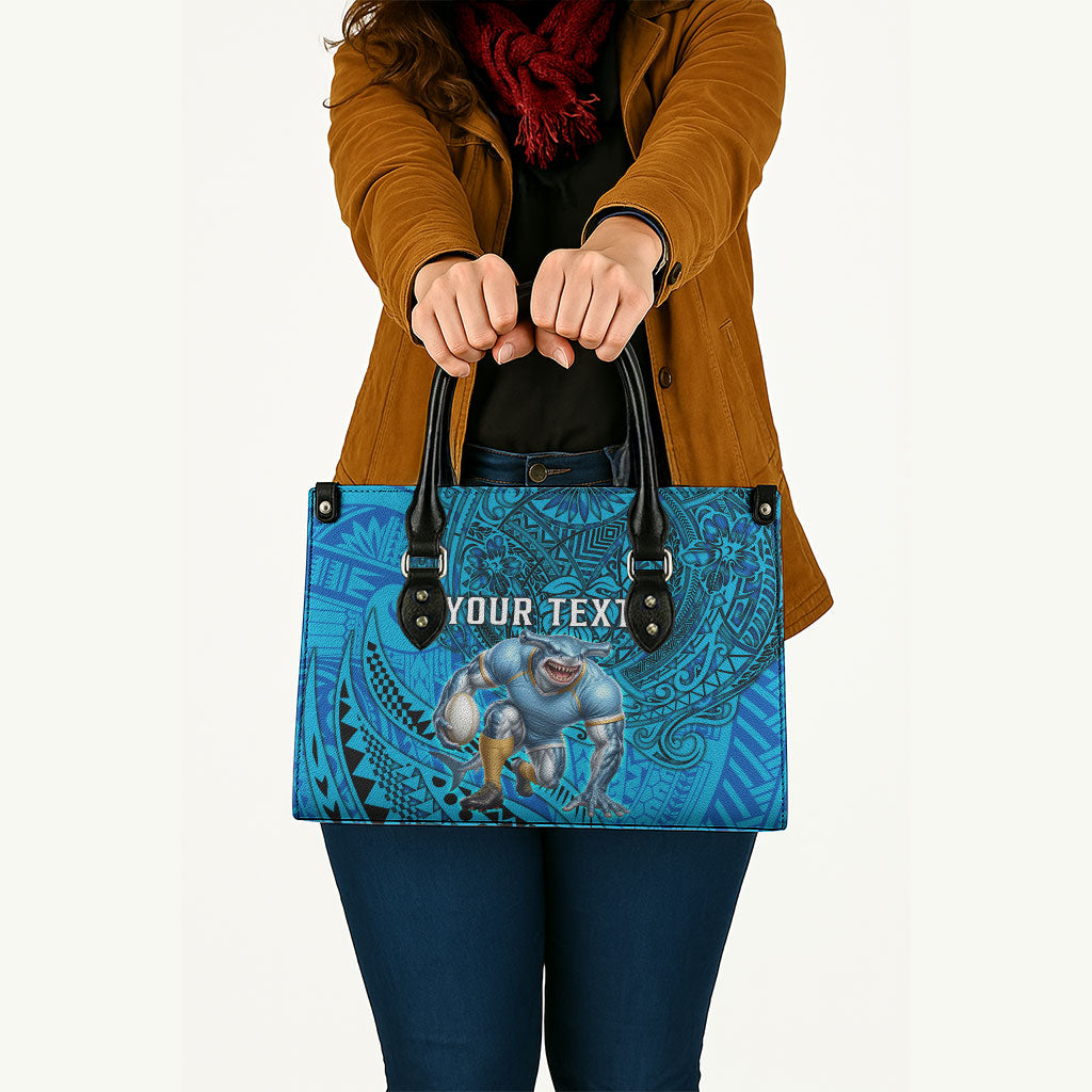 Personalised Cronulla-Sutherland Sharks Leather Bag Polynesian Tribal Art Style With Hammerhead Mascot