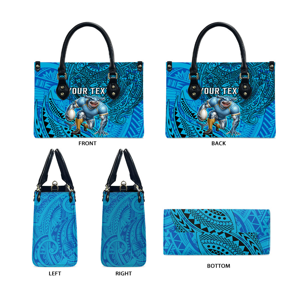 Personalised Cronulla-Sutherland Sharks Leather Bag Polynesian Tribal Art Style With Hammerhead Mascot