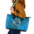 Personalised Cronulla-Sutherland Sharks Leather Tote Bag Polynesian Tribal Art Style With Hammerhead Mascot