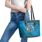 Personalised Cronulla-Sutherland Sharks Leather Tote Bag Polynesian Tribal Art Style With Hammerhead Mascot