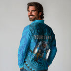 Personalised Cronulla-Sutherland Sharks Long Sleeve Polo Shirt Polynesian Tribal Art Style With Hammerhead Mascot