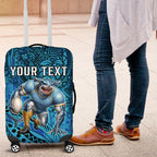 Personalised Cronulla-Sutherland Sharks Luggage Cover Polynesian Tribal Art Style With Hammerhead Mascot