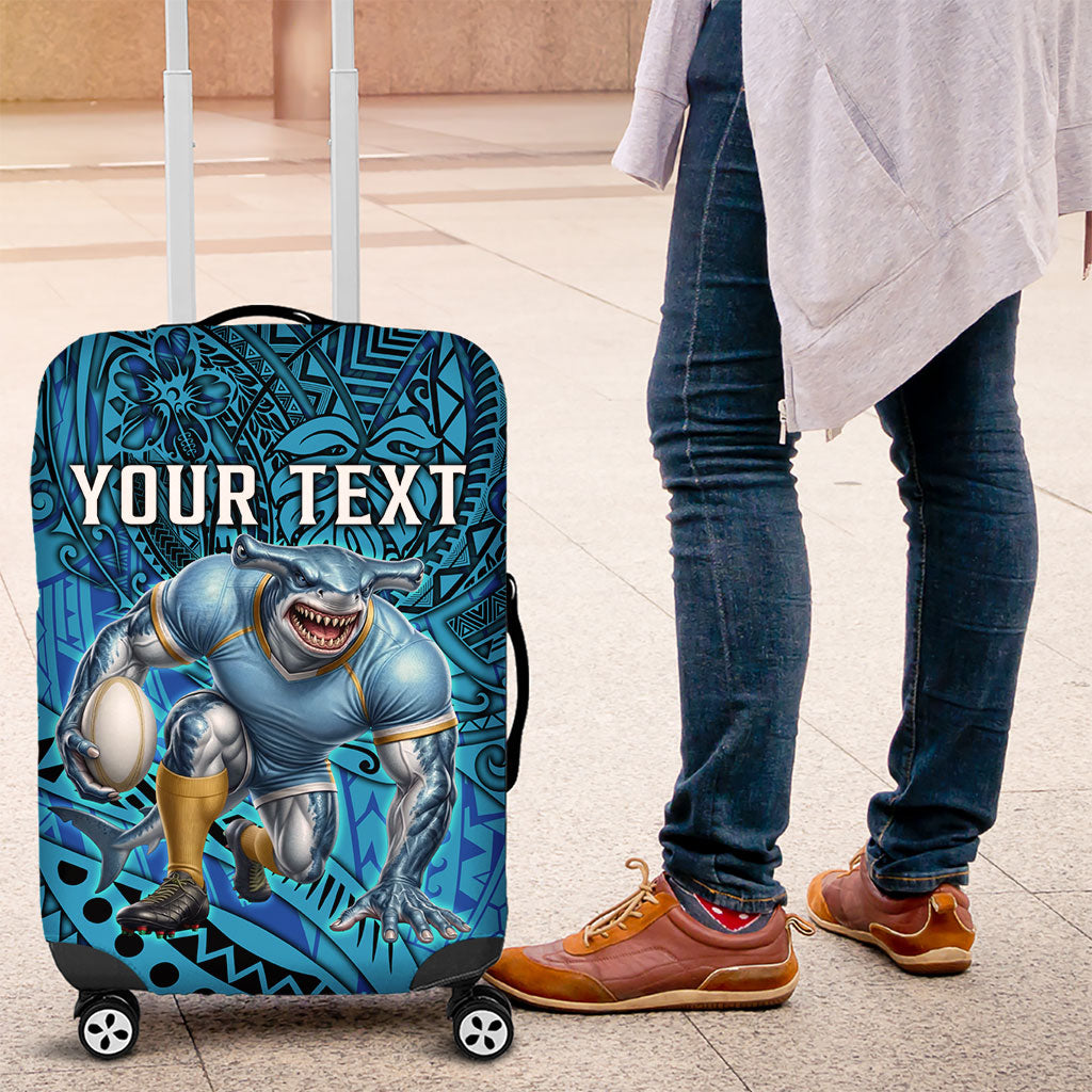 Personalised Cronulla-Sutherland Sharks Luggage Cover Polynesian Tribal Art Style With Hammerhead Mascot