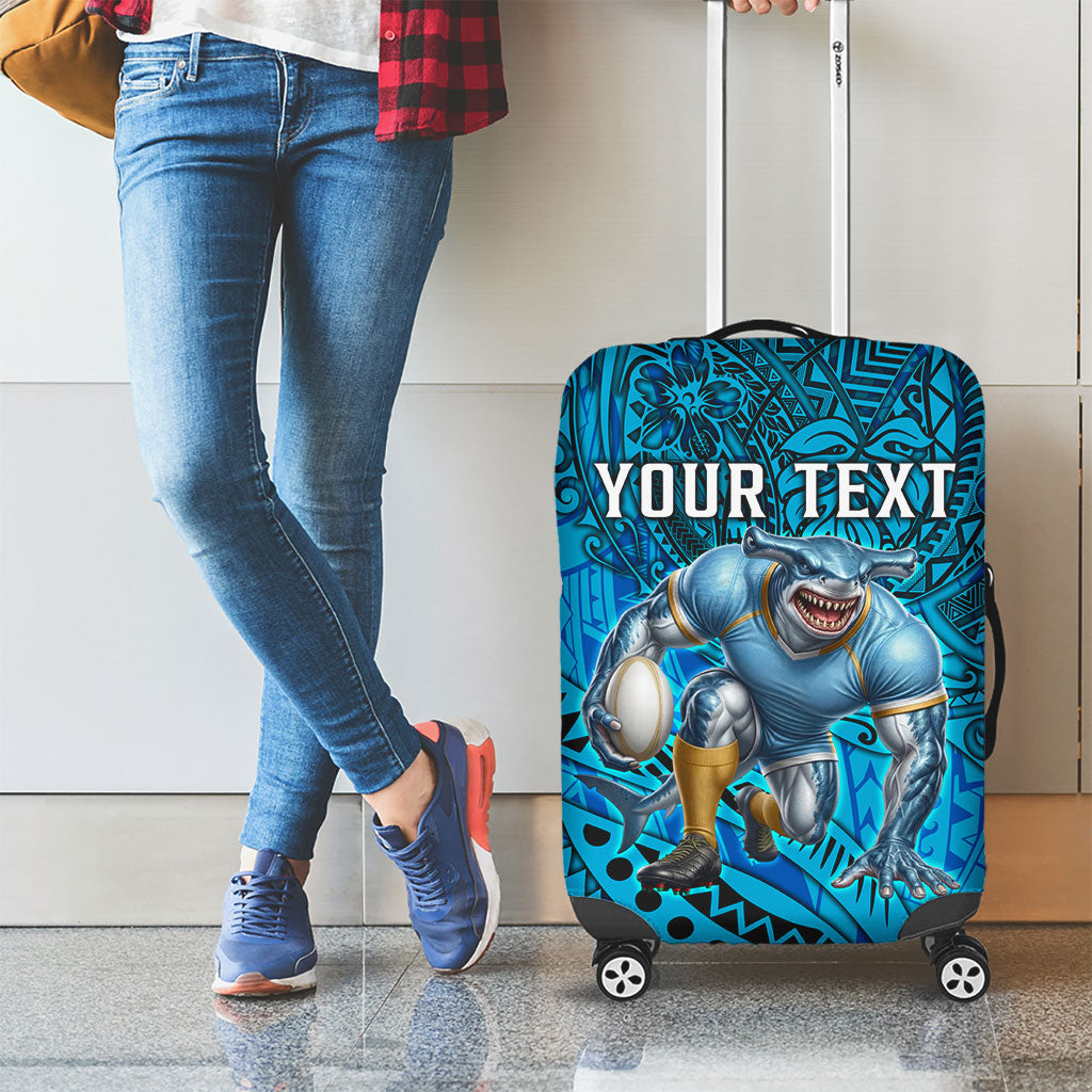 Personalised Cronulla-Sutherland Sharks Luggage Cover Polynesian Tribal Art Style With Hammerhead Mascot