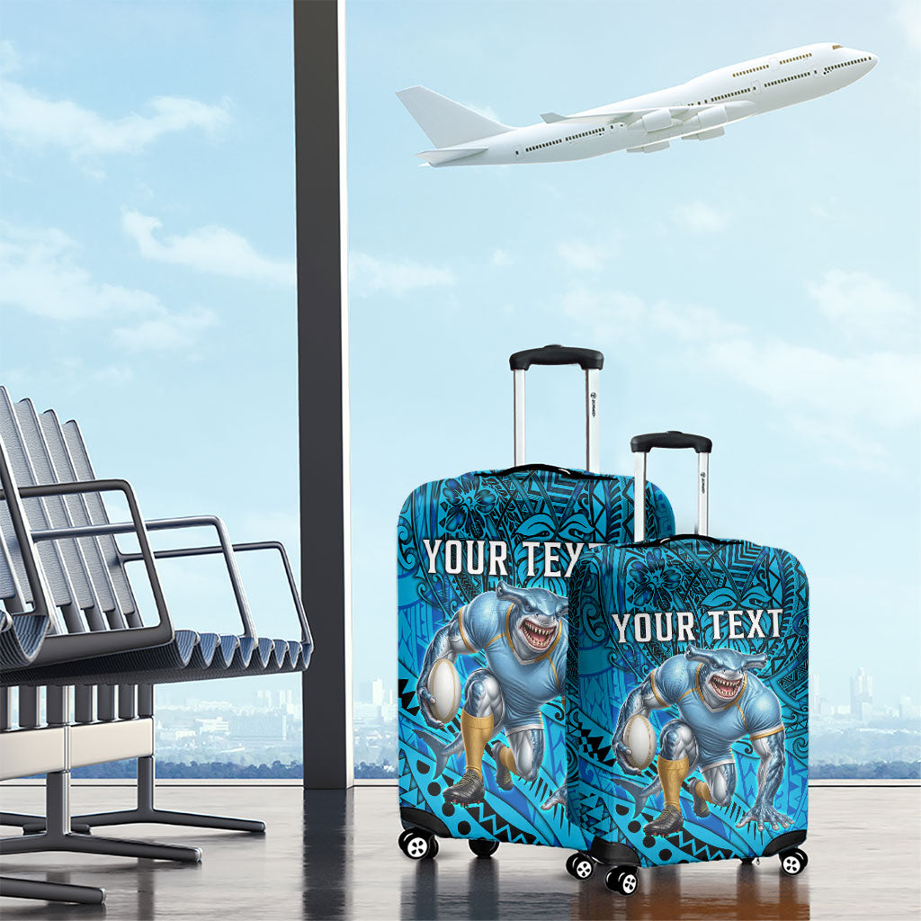 Personalised Cronulla-Sutherland Sharks Luggage Cover Polynesian Tribal Art Style With Hammerhead Mascot