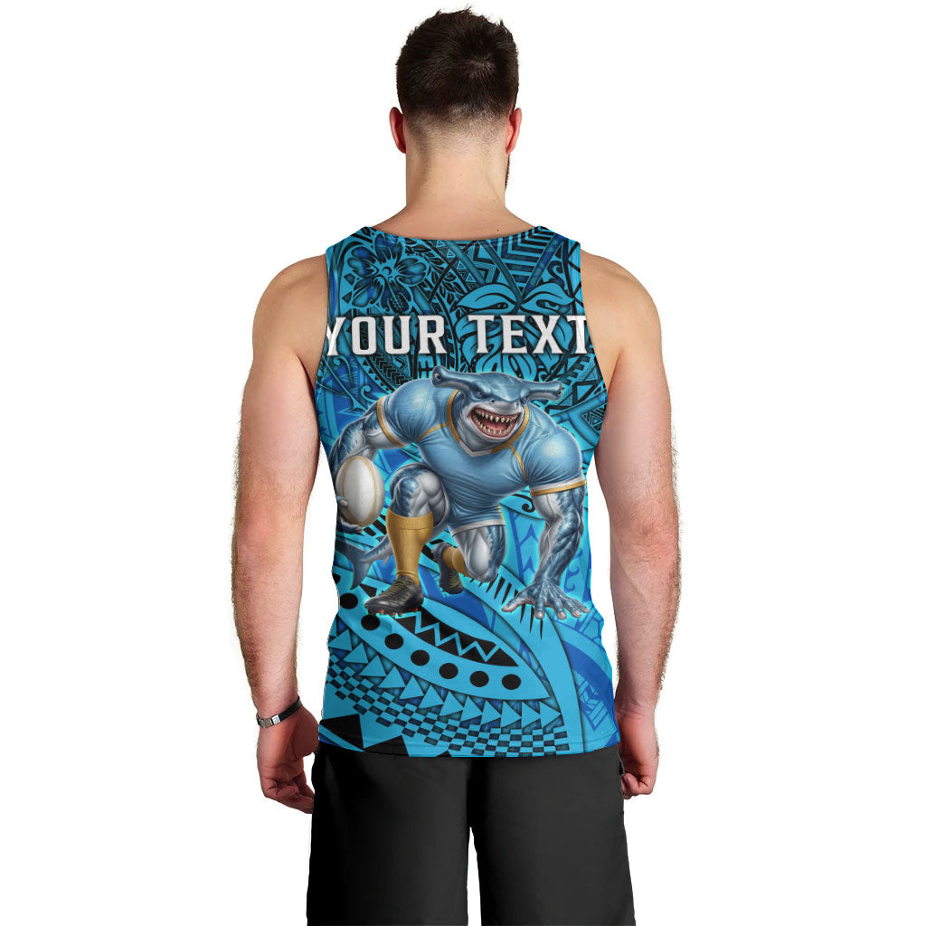 Personalised Cronulla-Sutherland Sharks Men Tank Top Polynesian Tribal Art Style With Hammerhead Mascot