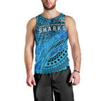 Personalised Cronulla-Sutherland Sharks Men Tank Top Polynesian Tribal Art Style With Hammerhead Mascot