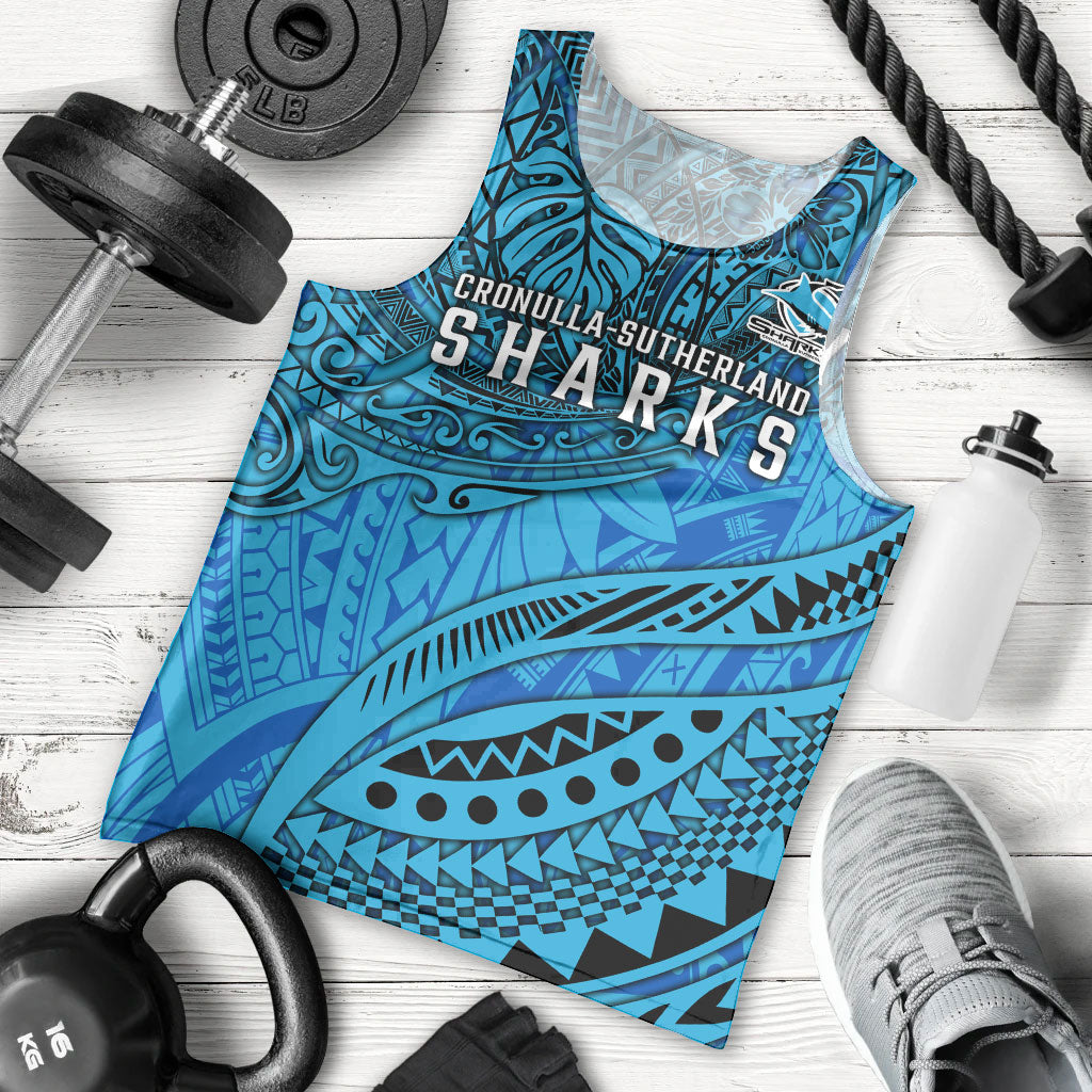 Personalised Cronulla-Sutherland Sharks Men Tank Top Polynesian Tribal Art Style With Hammerhead Mascot