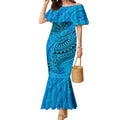 Personalised Cronulla-Sutherland Sharks Mermaid Dress Polynesian Tribal Art Style With Hammerhead Mascot