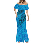 Personalised Cronulla-Sutherland Sharks Mermaid Dress Polynesian Tribal Art Style With Hammerhead Mascot