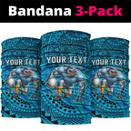 Personalised Cronulla-Sutherland Sharks Neck Gaiter Polynesian Tribal Art Style With Hammerhead Mascot
