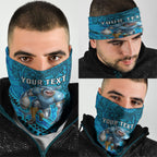 Personalised Cronulla-Sutherland Sharks Neck Gaiter Polynesian Tribal Art Style With Hammerhead Mascot