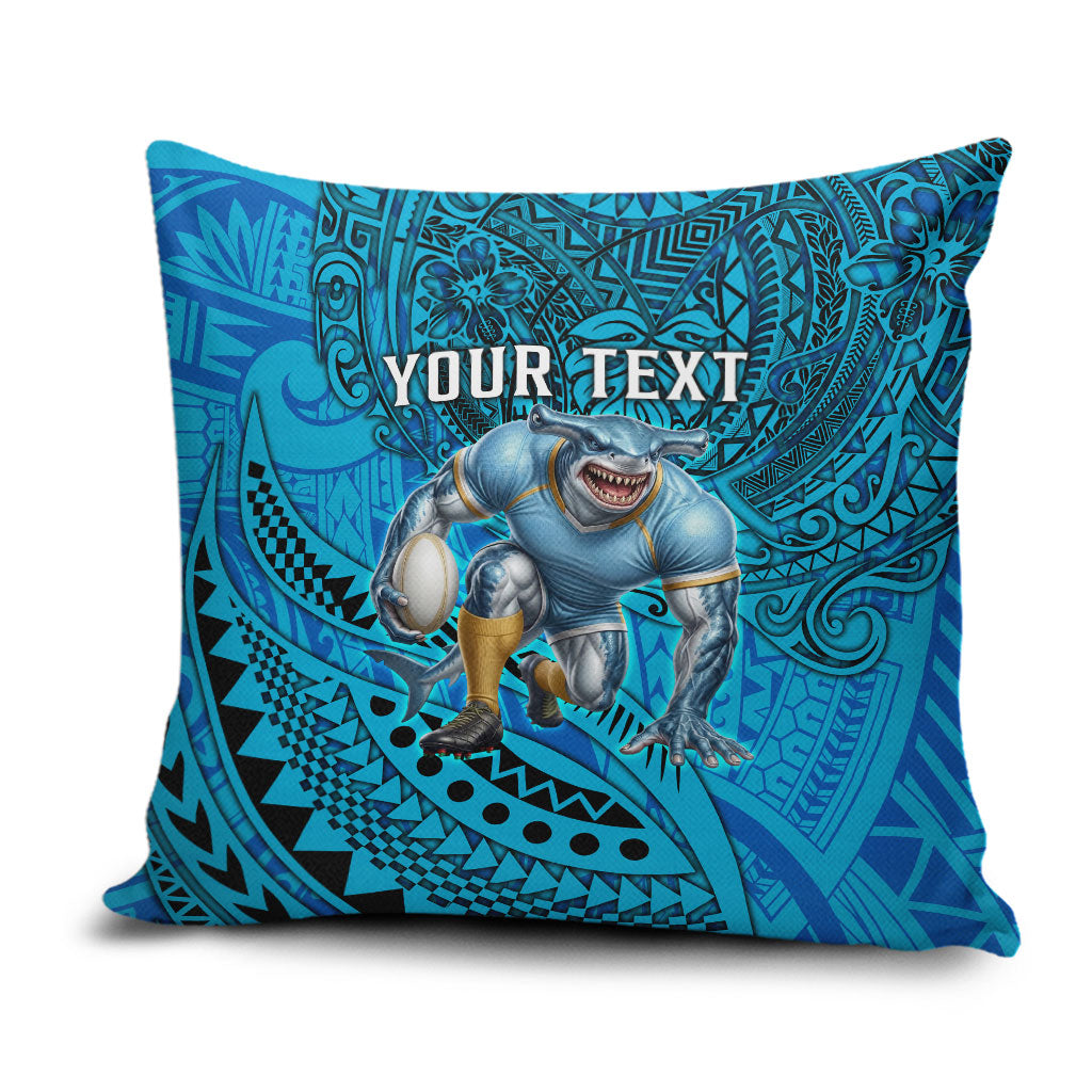 Personalised Cronulla-Sutherland Sharks Pillow Cover Polynesian Tribal Art Style With Hammerhead Mascot