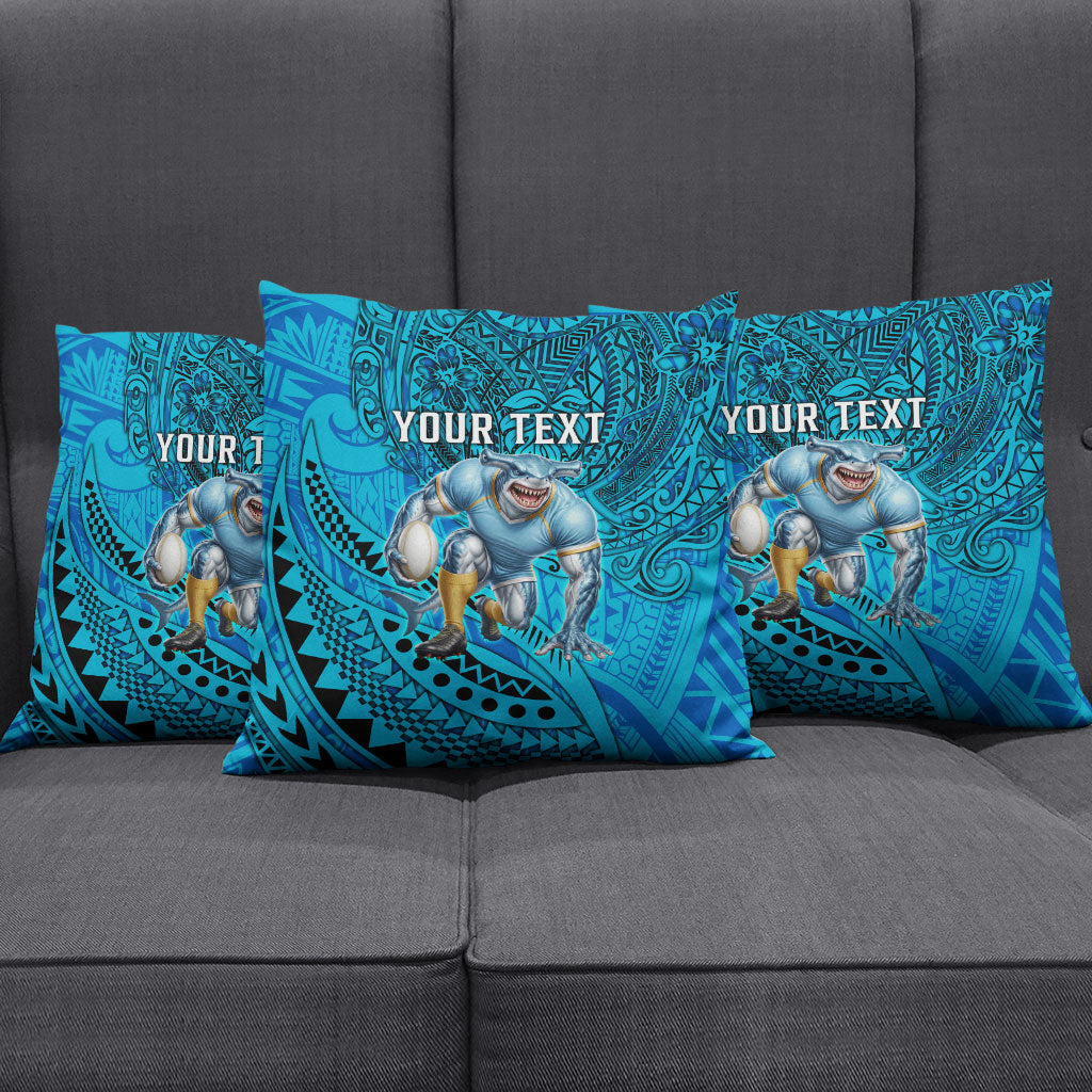 Personalised Cronulla-Sutherland Sharks Pillow Cover Polynesian Tribal Art Style With Hammerhead Mascot
