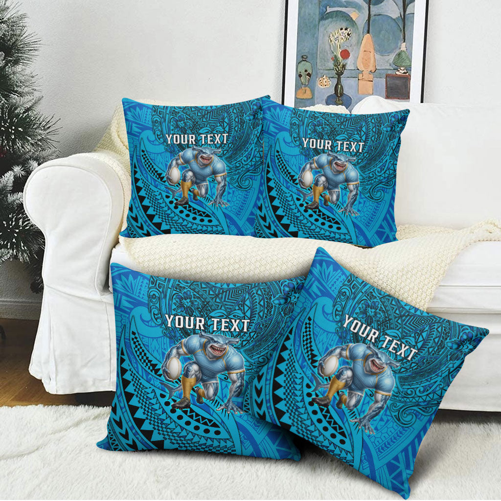Personalised Cronulla-Sutherland Sharks Pillow Cover Polynesian Tribal Art Style With Hammerhead Mascot